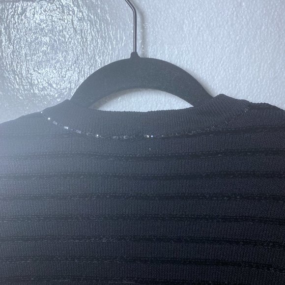 St. John Evening Womens Sz 2 Black Sequin Bling Cardigan Sweater Rhinestone Knit - Picture 7 of 11